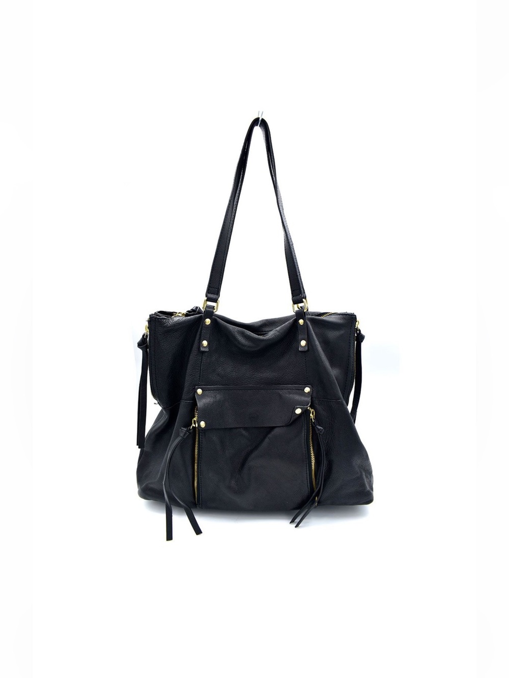 Kooba Black Leather Shoulder Tote Bag